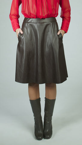 Pleather Flare Skirt